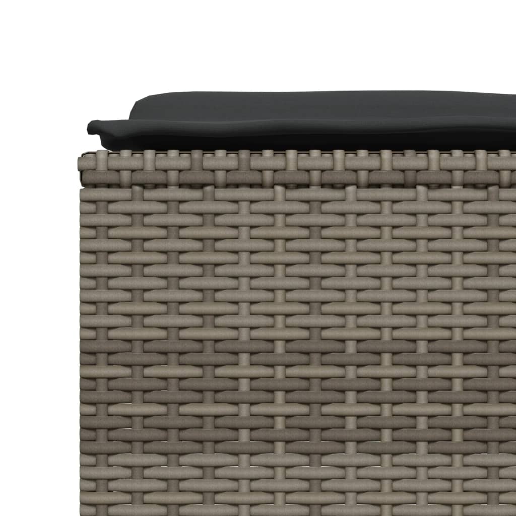 5-delige Loungeset met kussens poly rattan grijs