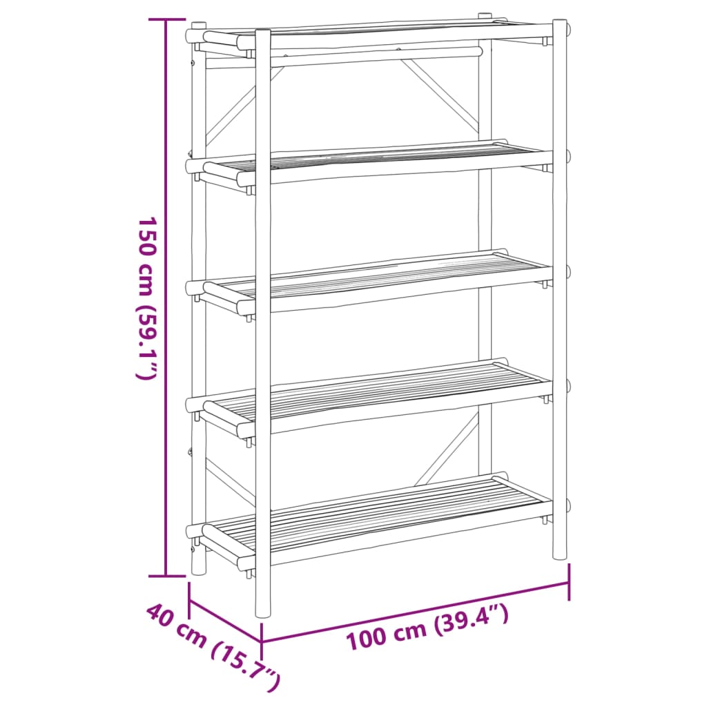 Rek 5-laags 100x40x150 cm bamboe