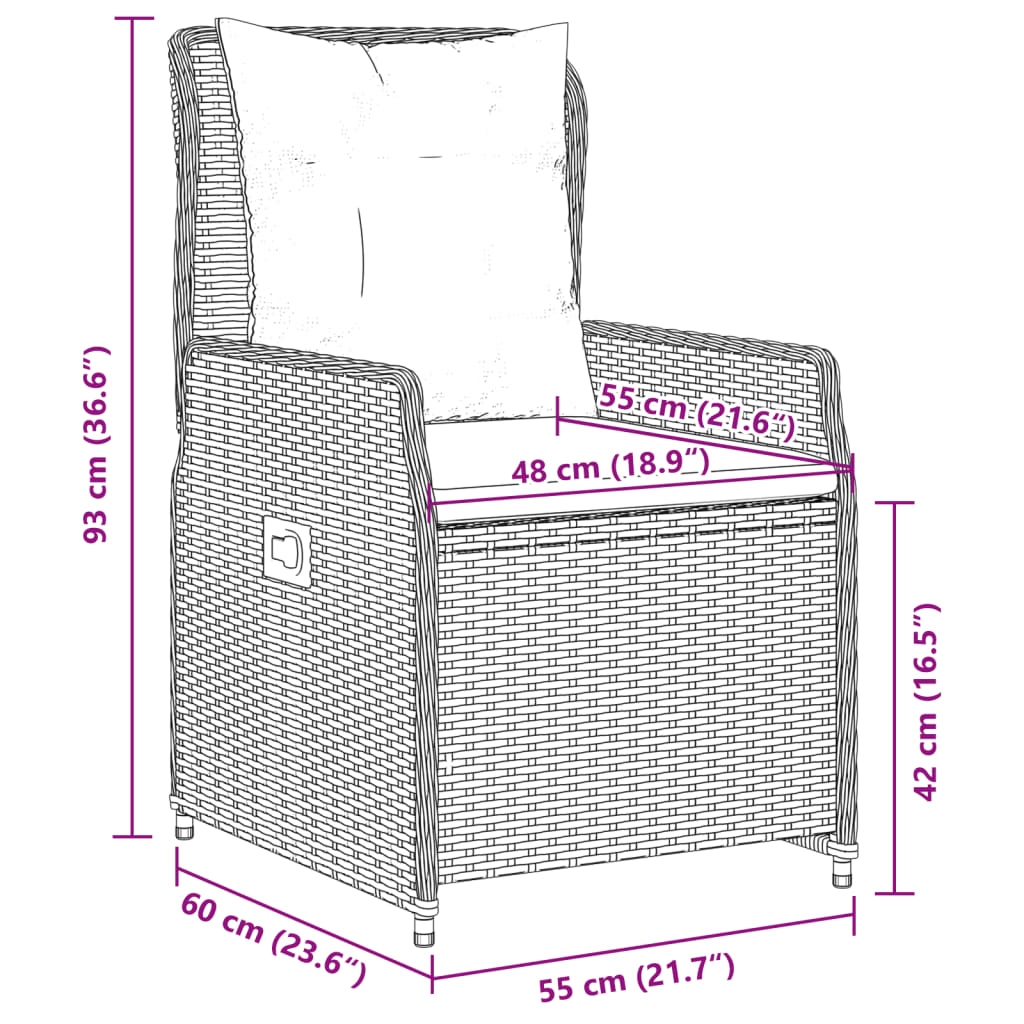 3-delige Bistroset met kussens poly rattan beige Tuinsets | Creëer jouw Trendy Thuis | Gratis bezorgd & Retour | Trendy.nl