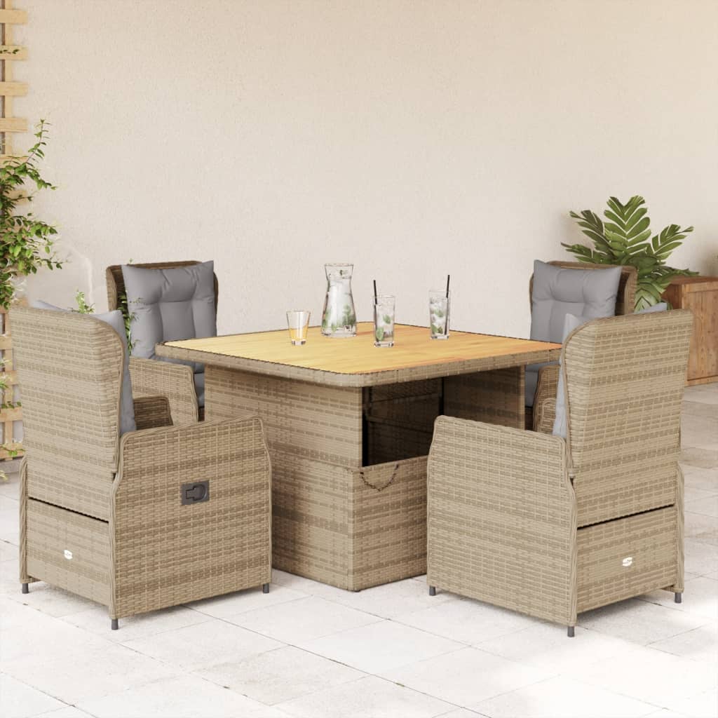 5-delige Tuinset met kussens poly rattan beige Tuinsets | Creëer jouw Trendy Thuis | Gratis bezorgd & Retour | Trendy.nl