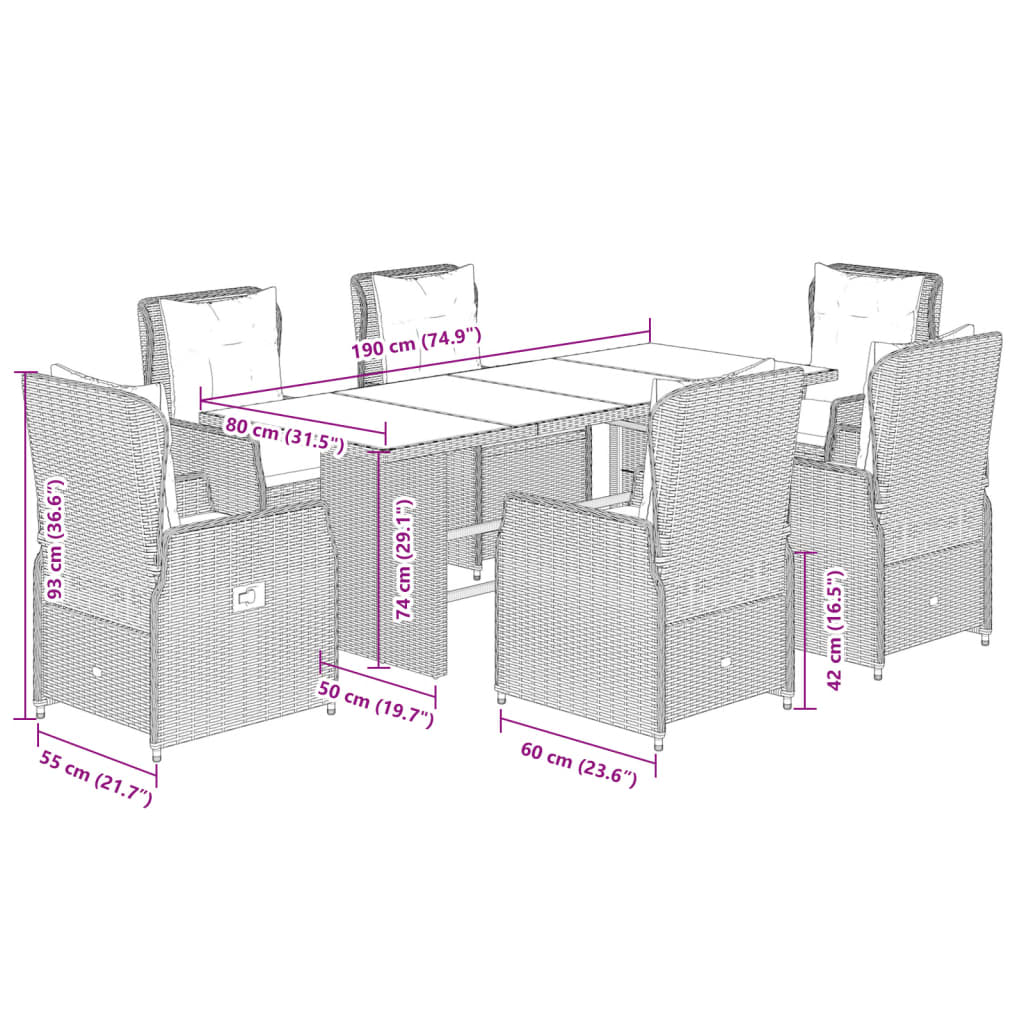 7-delige Tuinset met kussens poly rattan beige Tuinsets | Creëer jouw Trendy Thuis | Gratis bezorgd & Retour | Trendy.nl