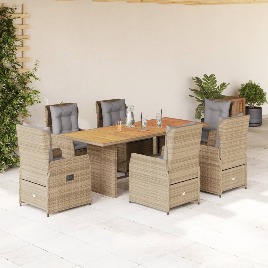 7-delige Tuinset met kussens poly rattan beige Tuinsets | Creëer jouw Trendy Thuis | Gratis bezorgd & Retour | Trendy.nl