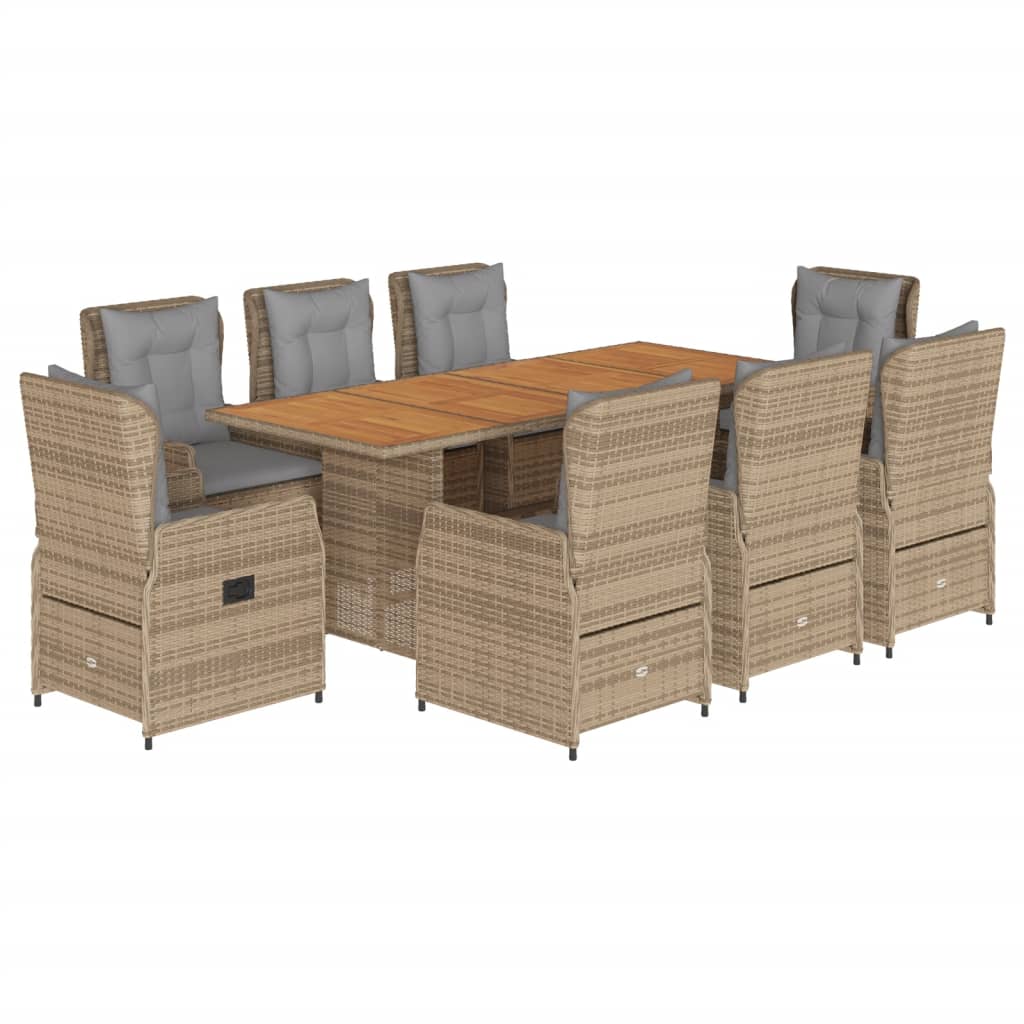 9-delige Tuinset met kussens poly rattan beige Tuinsets | Creëer jouw Trendy Thuis | Gratis bezorgd & Retour | Trendy.nl