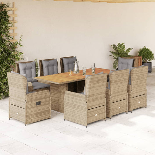 9-delige Tuinset met kussens poly rattan beige Tuinsets | Creëer jouw Trendy Thuis | Gratis bezorgd & Retour | Trendy.nl