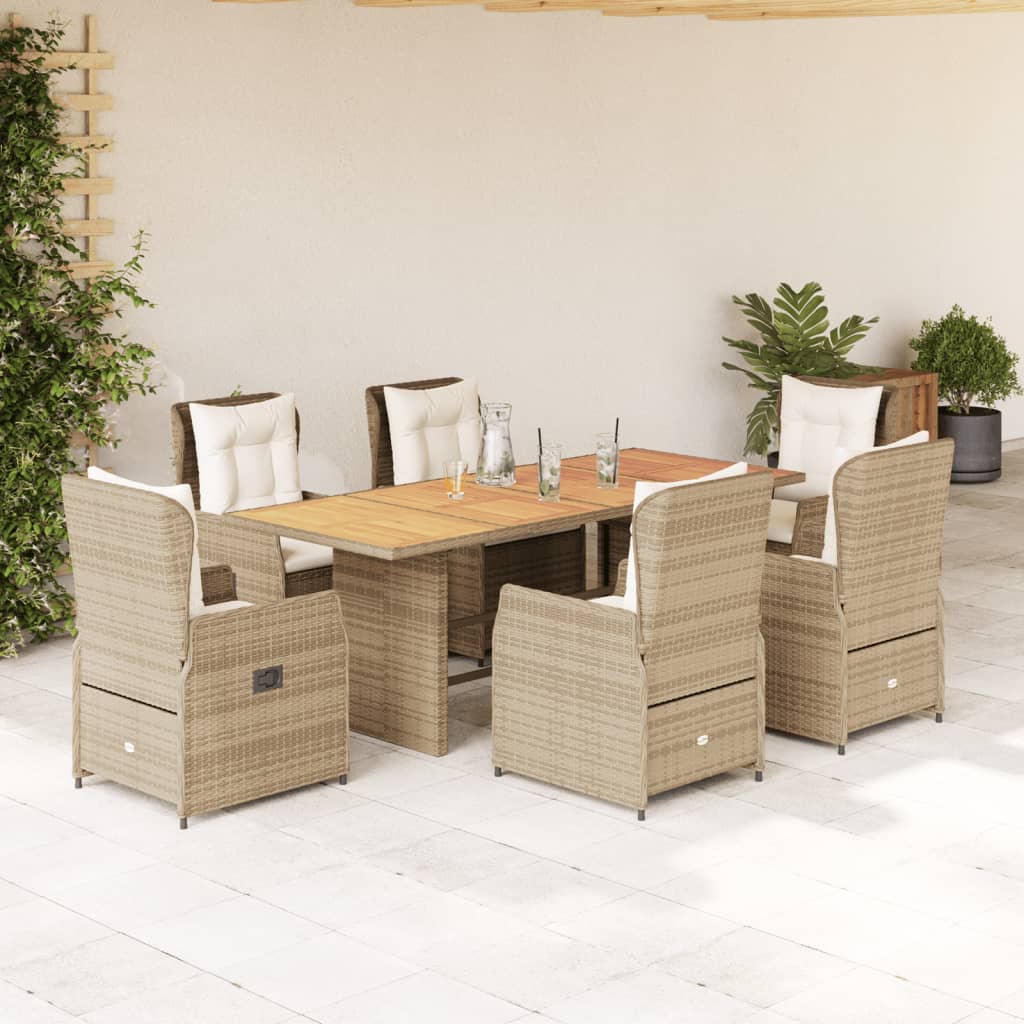 7-delige Tuinset met kussens poly rattan beige Tuinsets | Creëer jouw Trendy Thuis | Gratis bezorgd & Retour | Trendy.nl