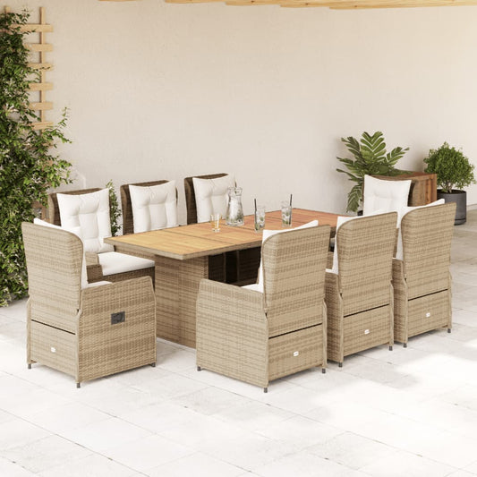 9-delige Tuinset met kussens poly rattan beige Tuinsets | Creëer jouw Trendy Thuis | Gratis bezorgd & Retour | Trendy.nl