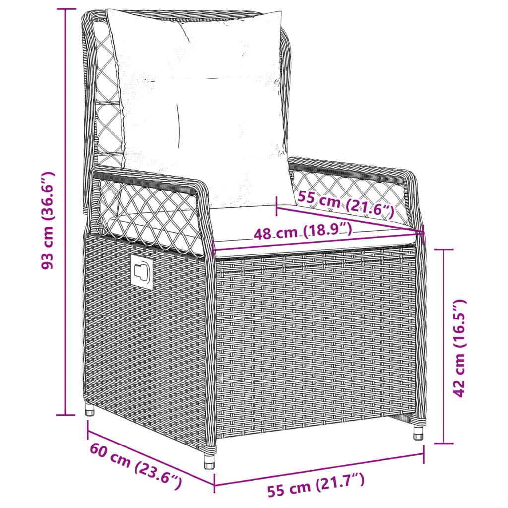 5-delige Tuinset met kussens poly rattan zwart