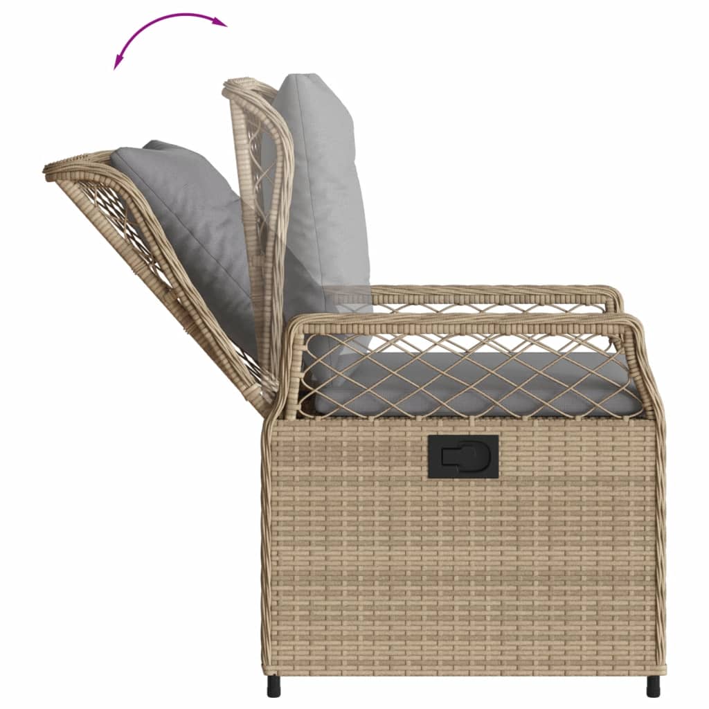 5-delige Tuinset met kussens poly rattan beige