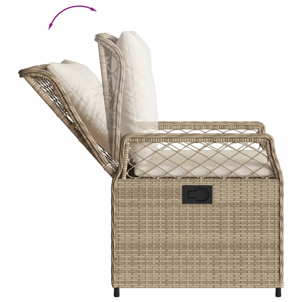 3-delige Tuinset met kussens poly rattan beige