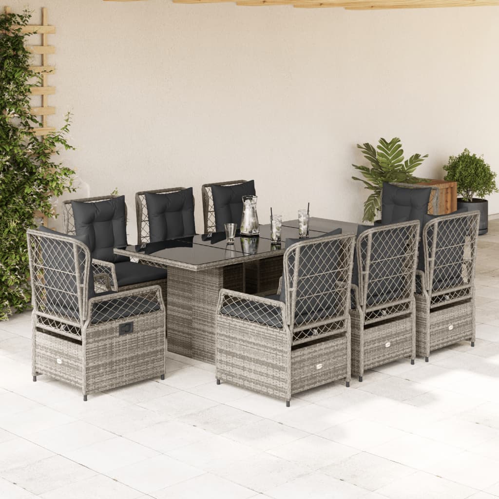 9-delige Tuinset met kussens poly rattan grijs Tuinsets | Creëer jouw Trendy Thuis | Gratis bezorgd & Retour | Trendy.nl