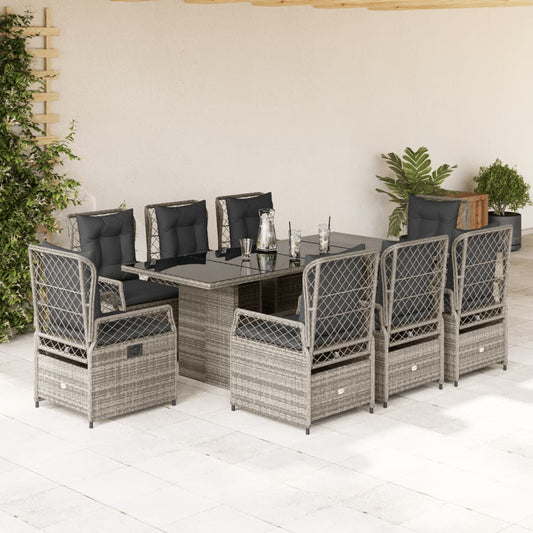 9-delige Tuinset met kussens poly rattan grijs Tuinsets | Creëer jouw Trendy Thuis | Gratis bezorgd & Retour | Trendy.nl