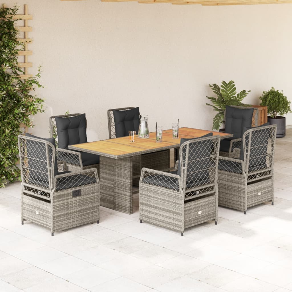 7-delige Tuinset met kussens poly rattan grijs Tuinsets | Creëer jouw Trendy Thuis | Gratis bezorgd & Retour | Trendy.nl