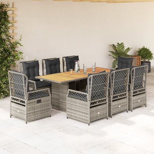 9-delige Tuinset met kussens poly rattan grijs Tuinsets | Creëer jouw Trendy Thuis | Gratis bezorgd & Retour | Trendy.nl