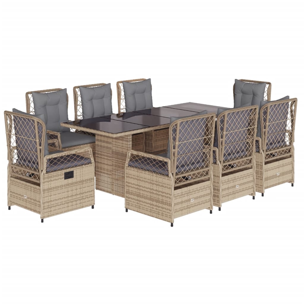 9-delige Tuinset met kussens poly rattan beige Tuinsets | Creëer jouw Trendy Thuis | Gratis bezorgd & Retour | Trendy.nl