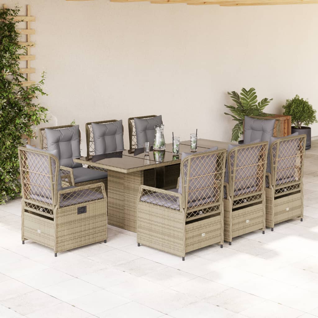 9-delige Tuinset met kussens poly rattan beige Tuinsets | Creëer jouw Trendy Thuis | Gratis bezorgd & Retour | Trendy.nl