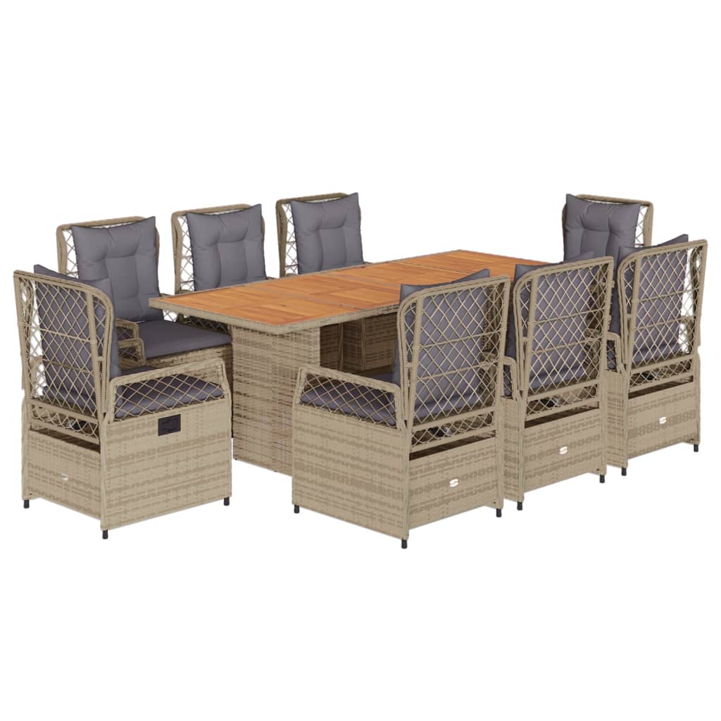 9-delige Tuinset met kussens poly rattan beige Tuinsets | Creëer jouw Trendy Thuis | Gratis bezorgd & Retour | Trendy.nl