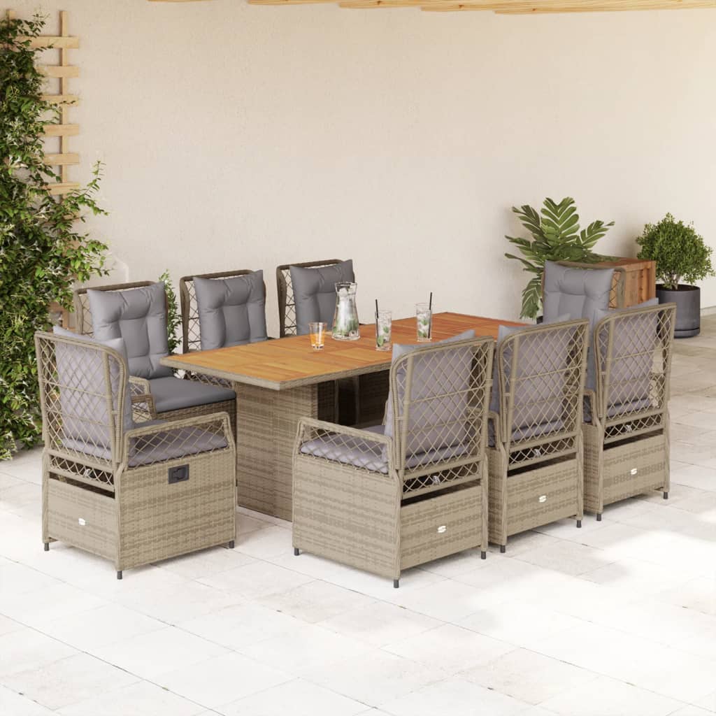 9-delige Tuinset met kussens poly rattan beige Tuinsets | Creëer jouw Trendy Thuis | Gratis bezorgd & Retour | Trendy.nl