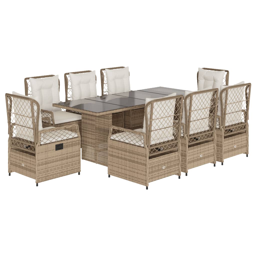 9-delige Tuinset met kussens poly rattan beige Tuinsets | Creëer jouw Trendy Thuis | Gratis bezorgd & Retour | Trendy.nl