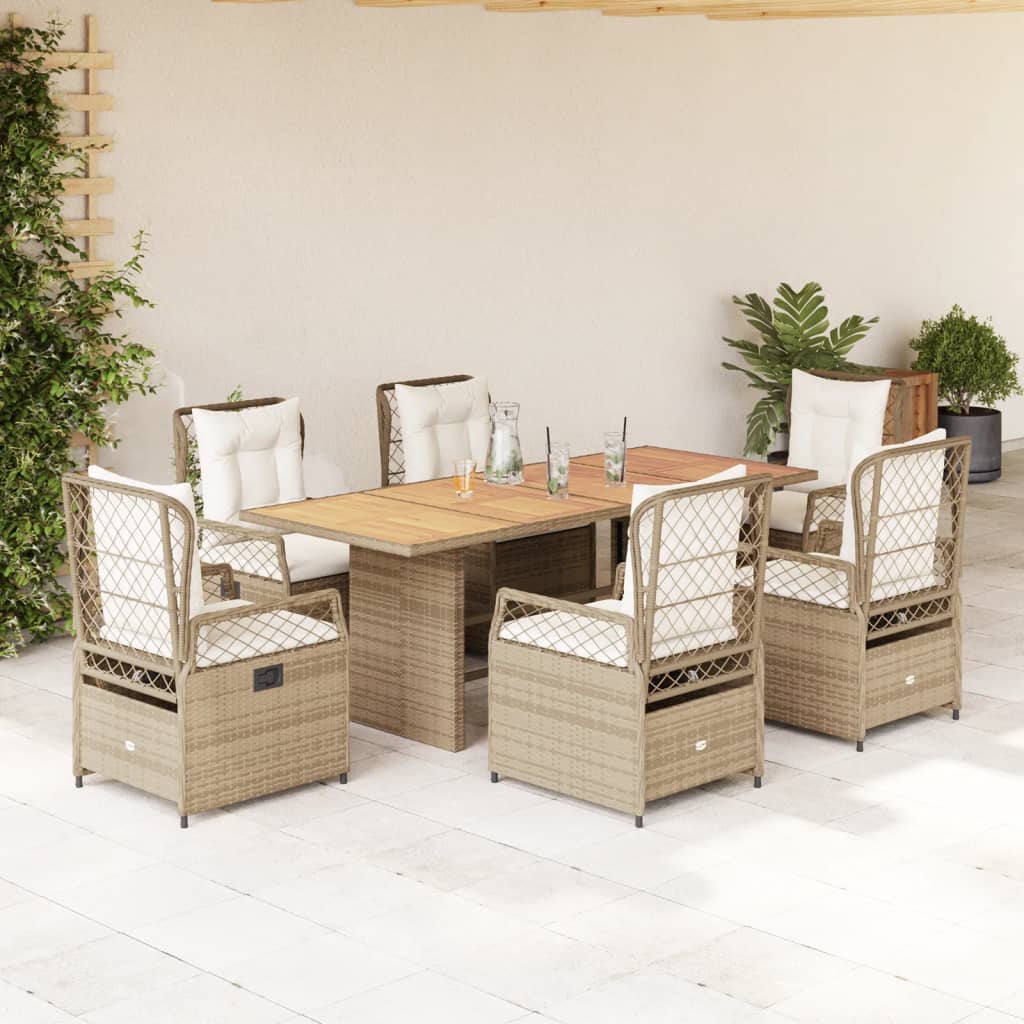 7-delige Tuinset met kussens poly rattan beige Tuinsets | Creëer jouw Trendy Thuis | Gratis bezorgd & Retour | Trendy.nl