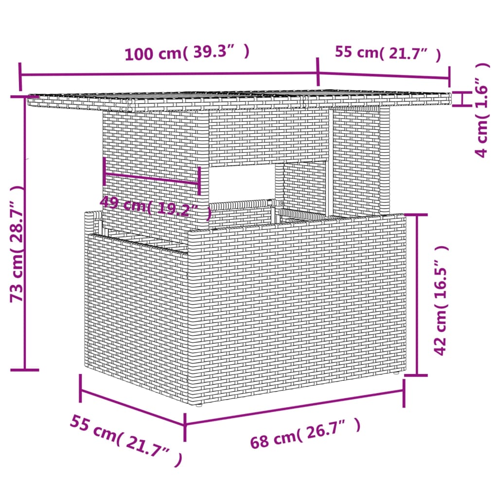 5-delige Loungeset met kussens poly rattan zwart