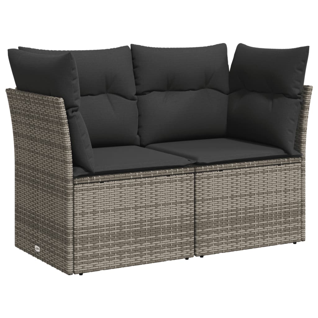 9-delige Loungeset met kussens poly rattan grijs