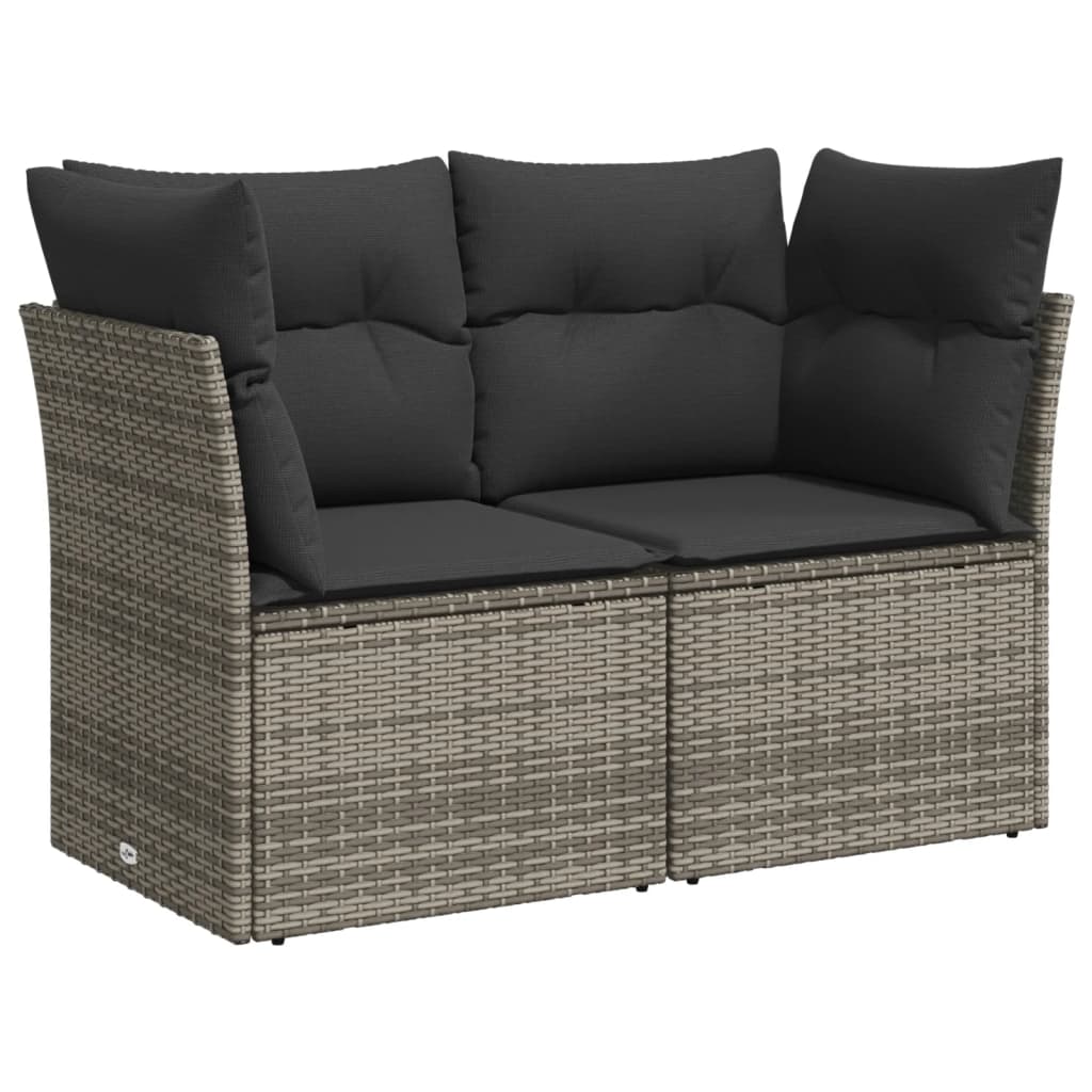 5-delige Loungeset met kussens poly rattan grijs