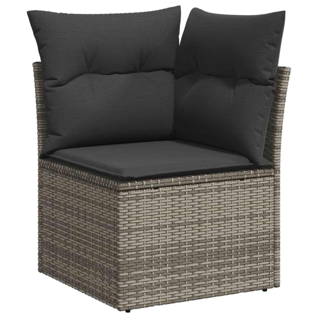 5-delige Loungeset met kussens poly rattan grijs