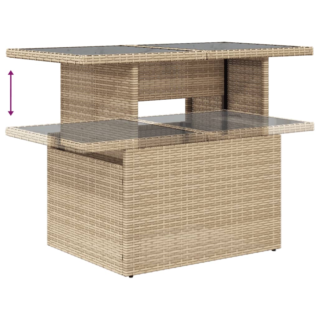 5-delige Loungeset met kussens poly rattan beige