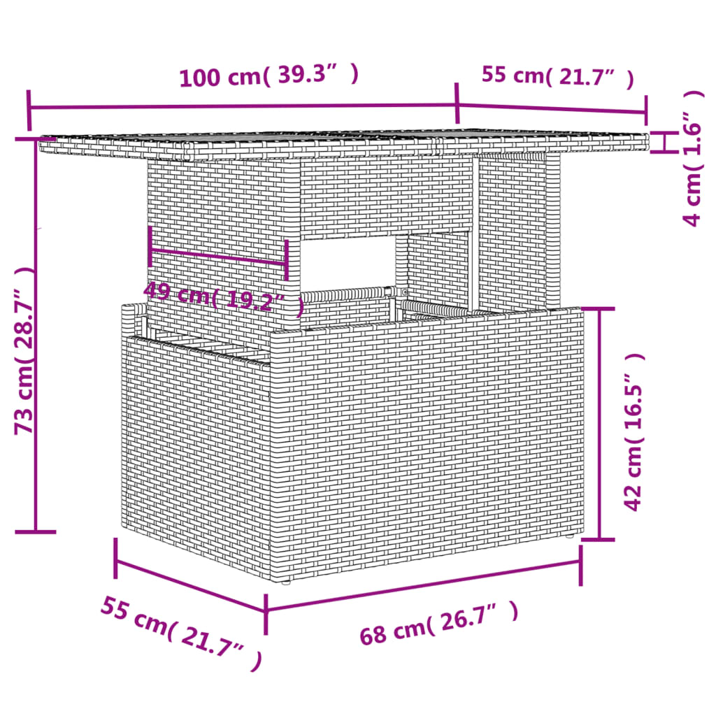 7-delige Loungeset met kussens poly rattan grijs