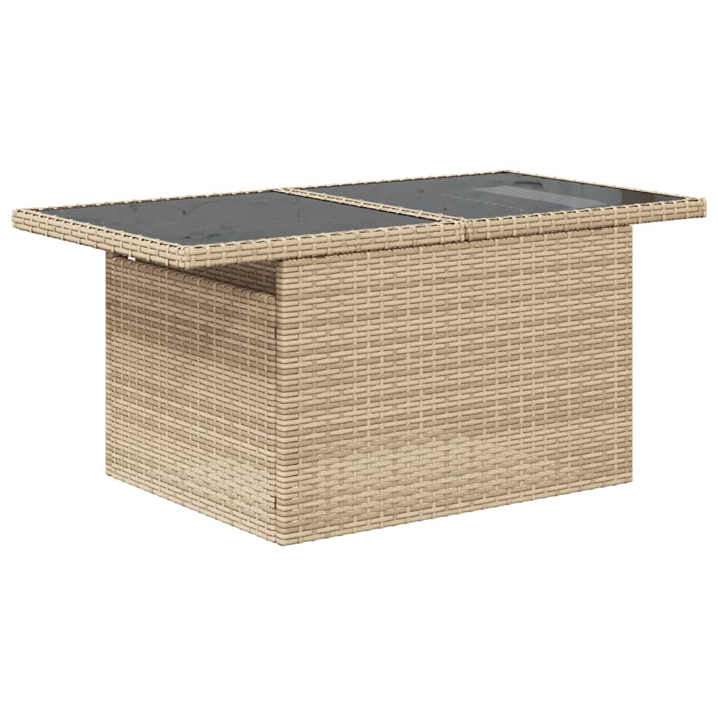 7-delige Loungeset met kussens poly rattan beige