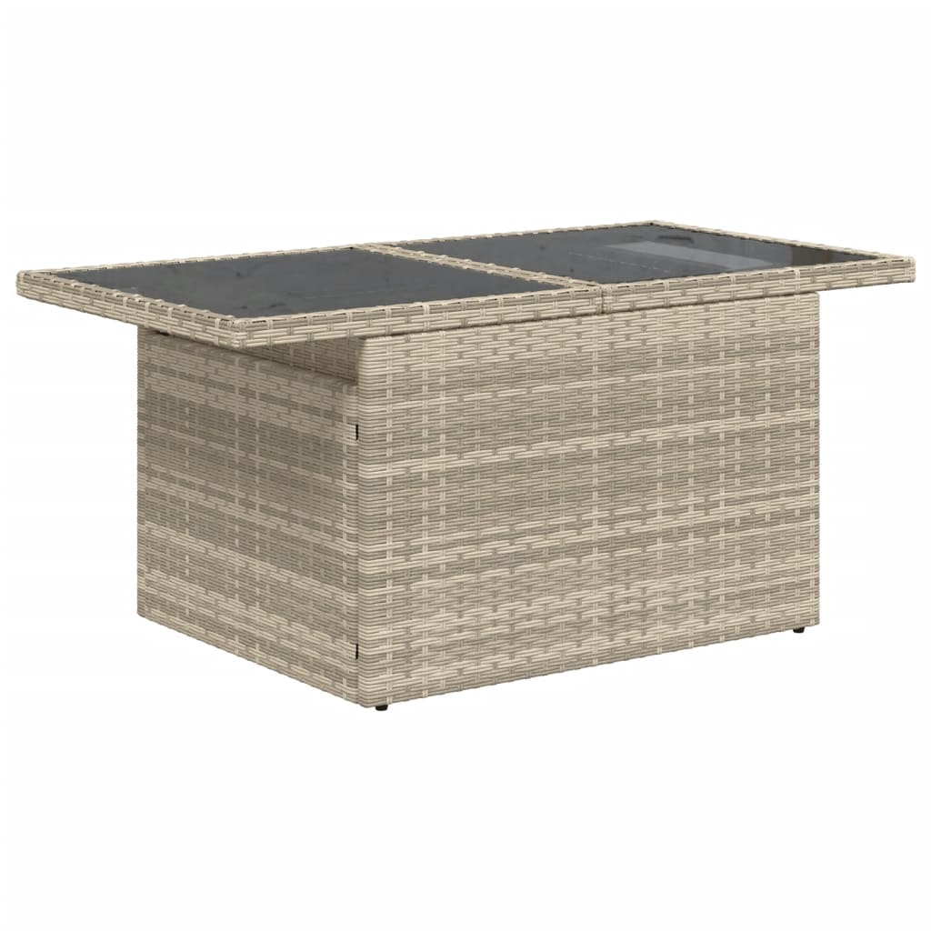 7-delige Loungeset met kussens poly rattan lichtgrijs