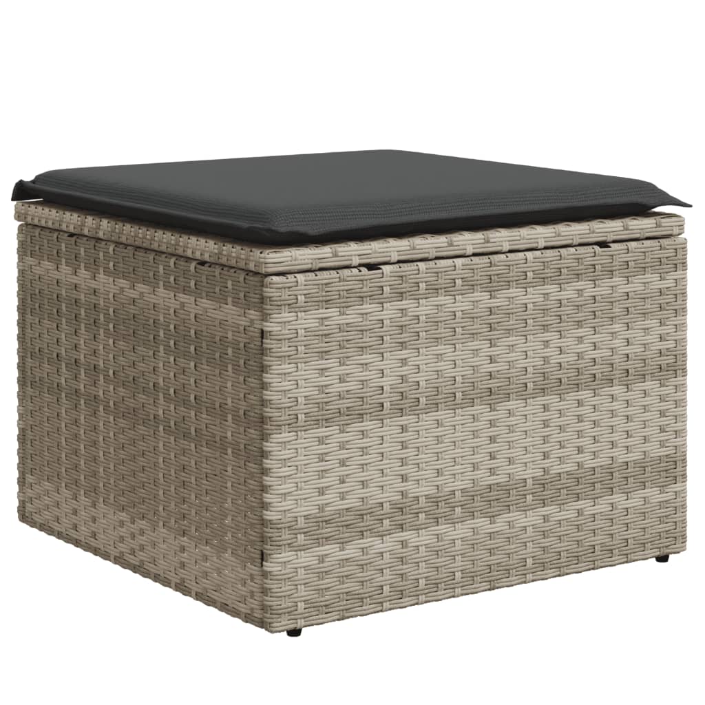 6-delige Loungeset met kussens poly rattan lichtgrijs