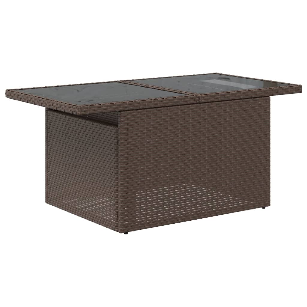 6-delige Loungeset met kussens poly rattan bruin