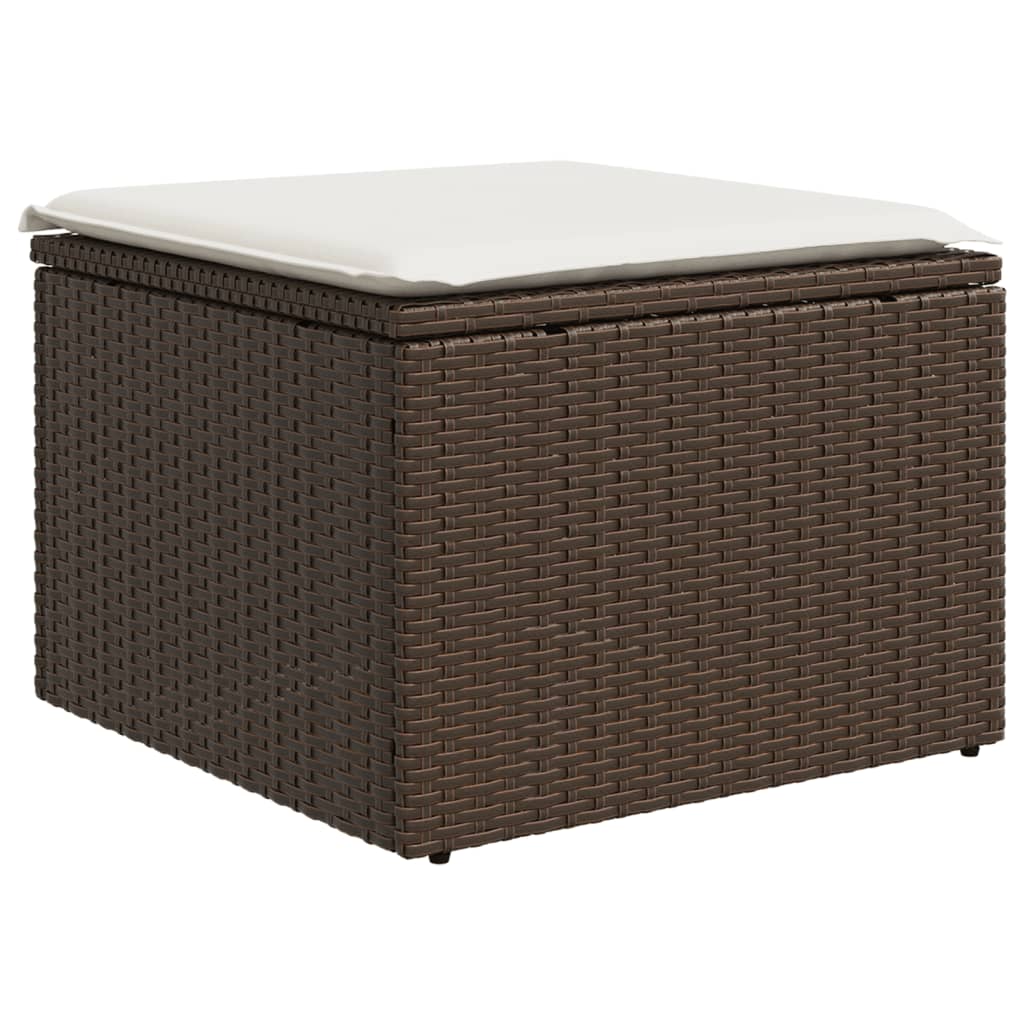 6-delige Loungeset met kussens poly rattan bruin