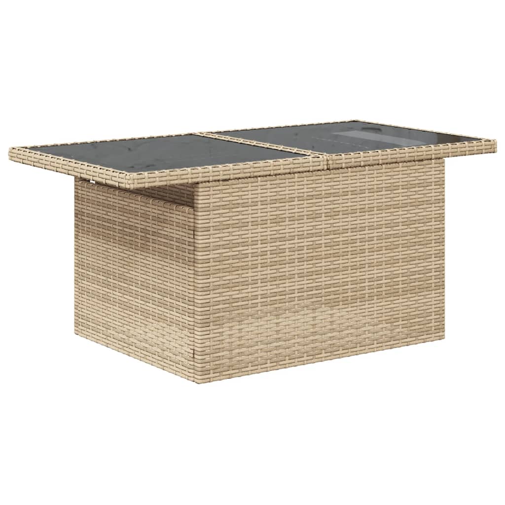 9-delige Loungeset met kussens poly rattan beige