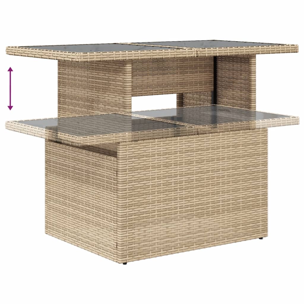 9-delige Loungeset met kussens poly rattan beige