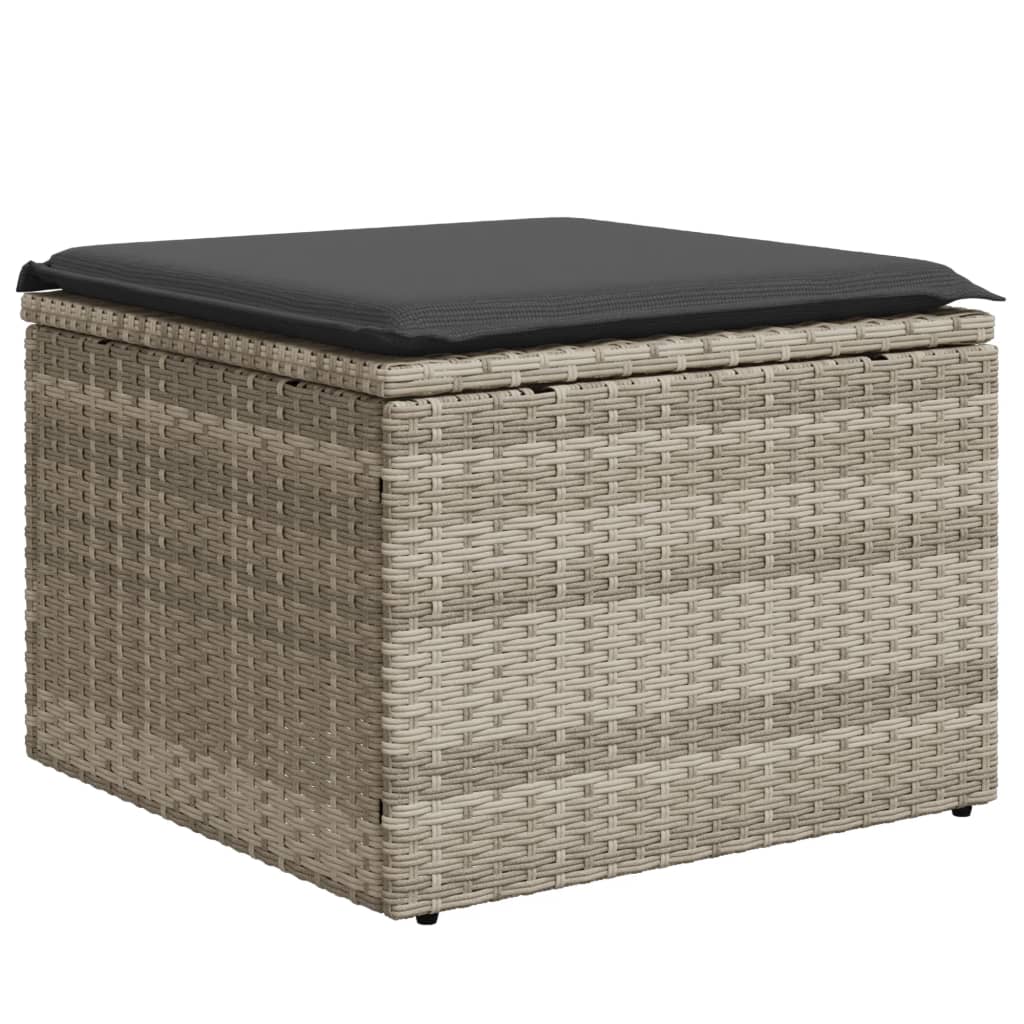 7-delige Loungeset met kussens poly rattan lichtgrijs