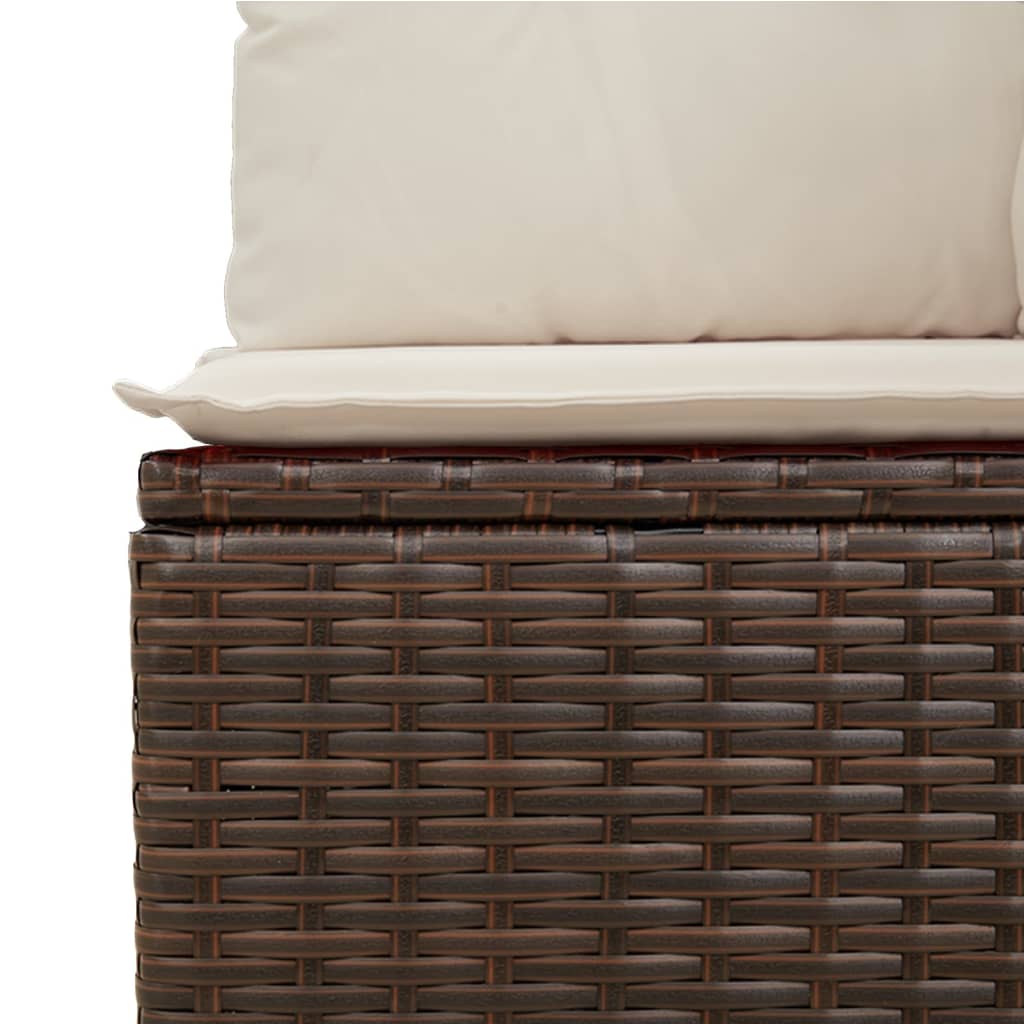 8-delige Loungeset met kussens poly rattan bruin