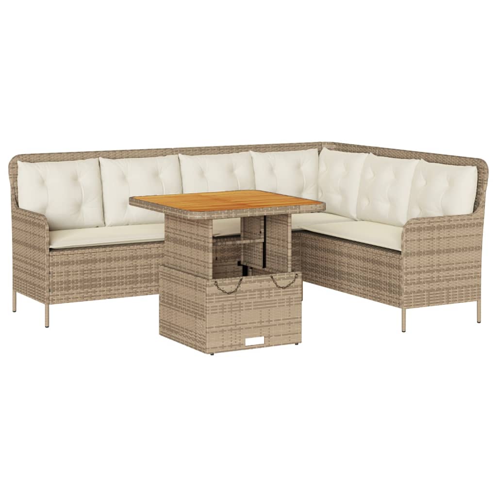 2-delige Loungeset met kussens poly rattan beige