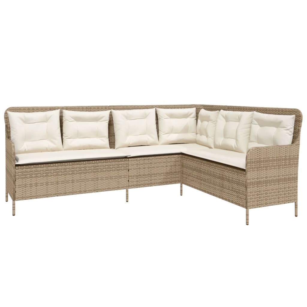 2-delige Loungeset met kussens poly rattan beige