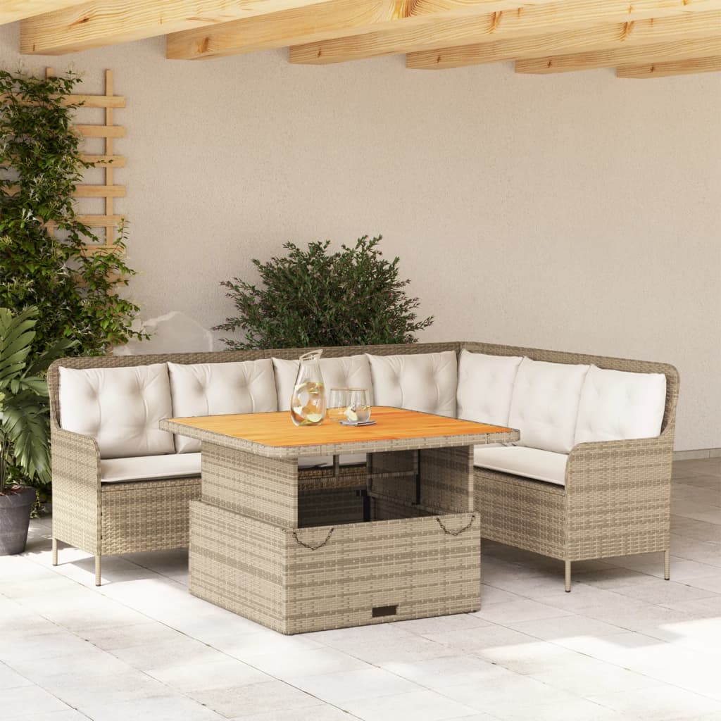 2-delige Loungeset met kussens poly rattan beige