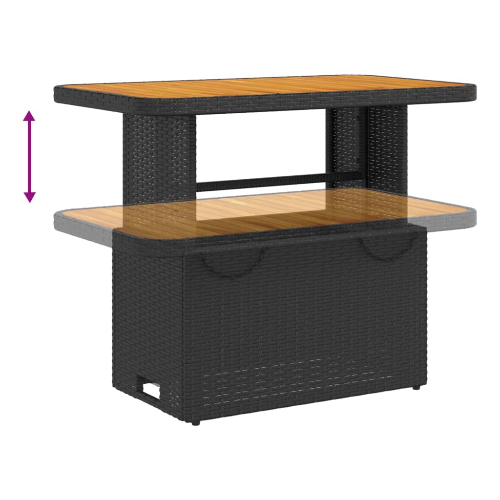 2-delige Loungeset met kussens poly rattan zwart