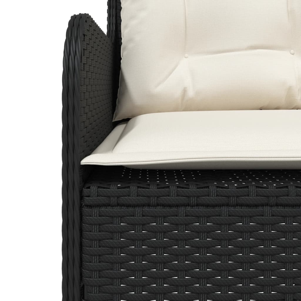 2-delige Loungeset met kussens poly rattan zwart