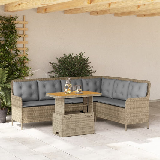 2-delige Loungeset met kussens poly rattan beige