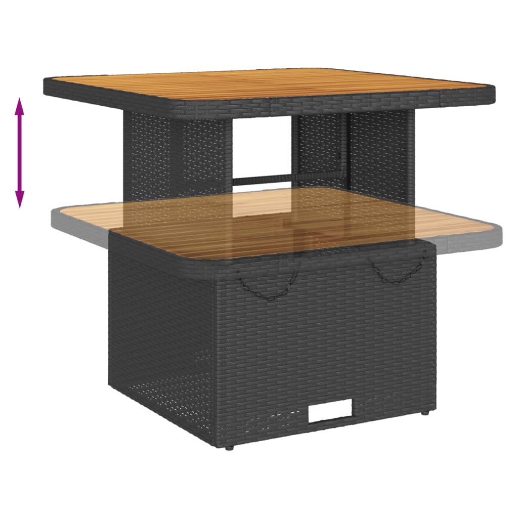 3-delige Loungeset met kussens poly rattan zwart