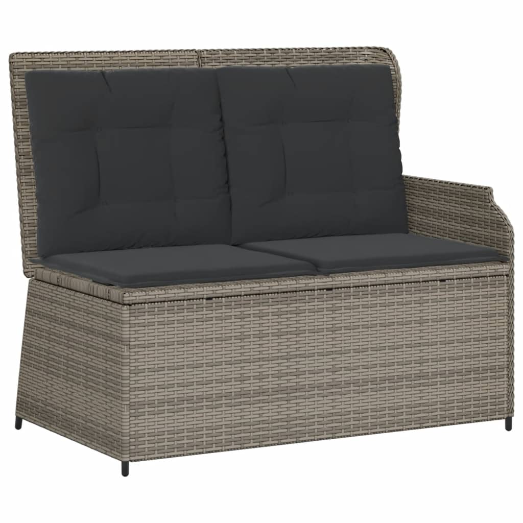 3-delige Loungeset met kussens poly rattan grijs