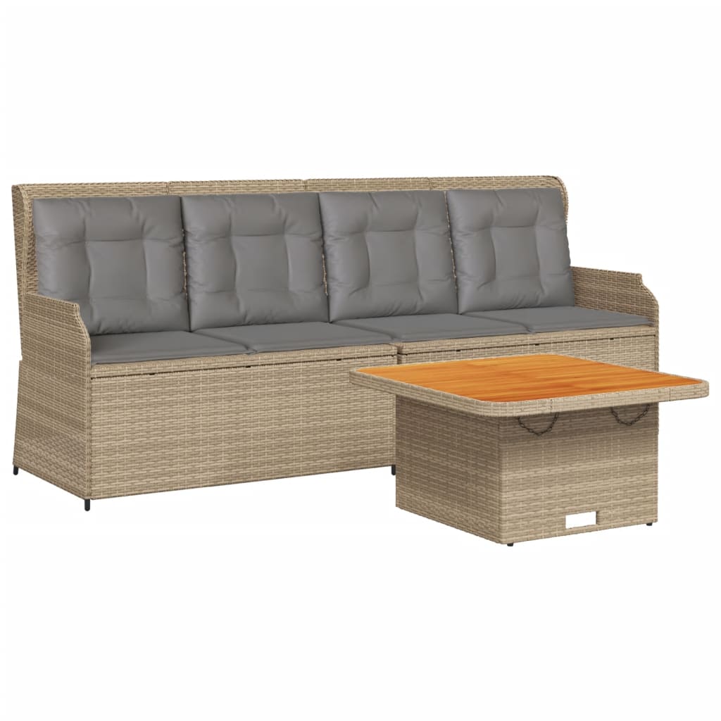 3-delige Loungeset met kussens poly rattan beige