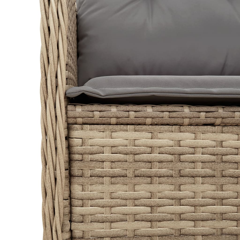 3-delige Loungeset met kussens poly rattan beige