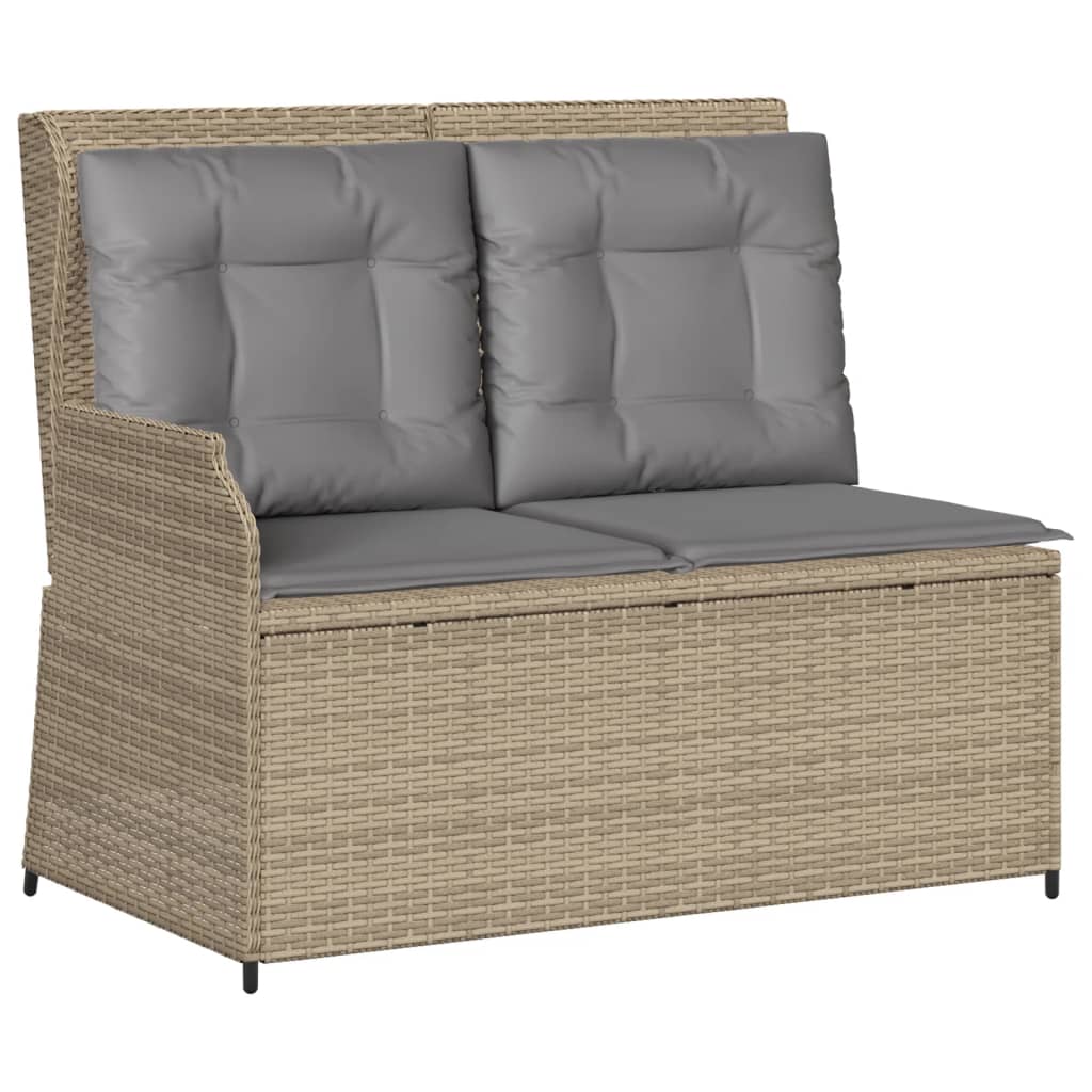 4-delige Loungeset met kussens poly rattan beige