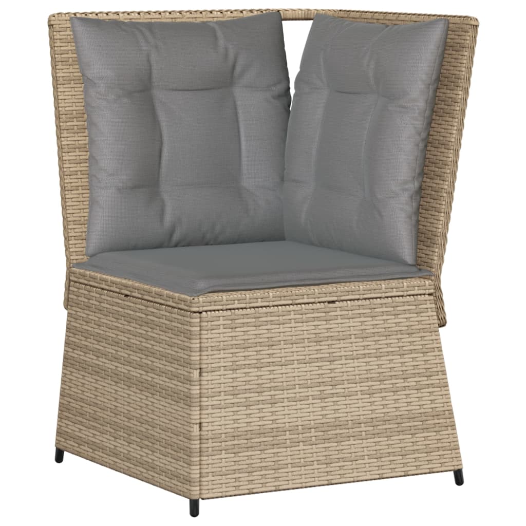 4-delige Loungeset met kussens poly rattan beige